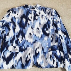 Alfred Dunner Women's Jacket Full Zip SZ 18 Blue Gray & White Lined Pockets NWOT